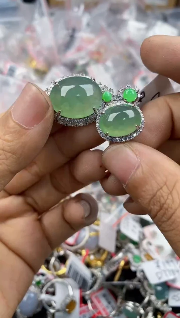 银S925镶嵌戒指翡翠12              3