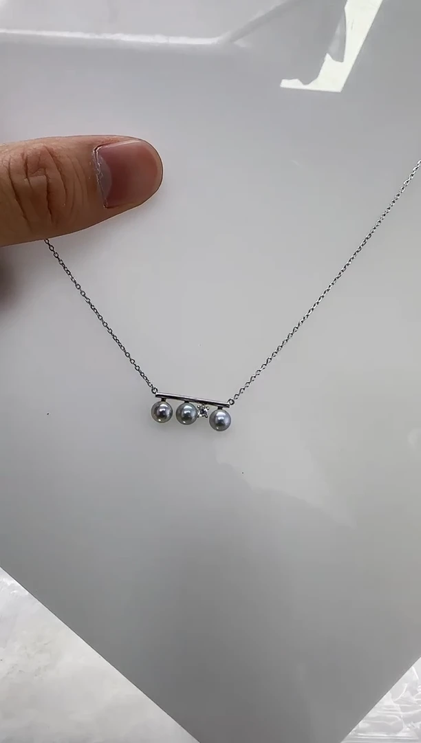 【闪购商品】海水珍珠DA银S925镶嵌c469 灰珠平衡木7