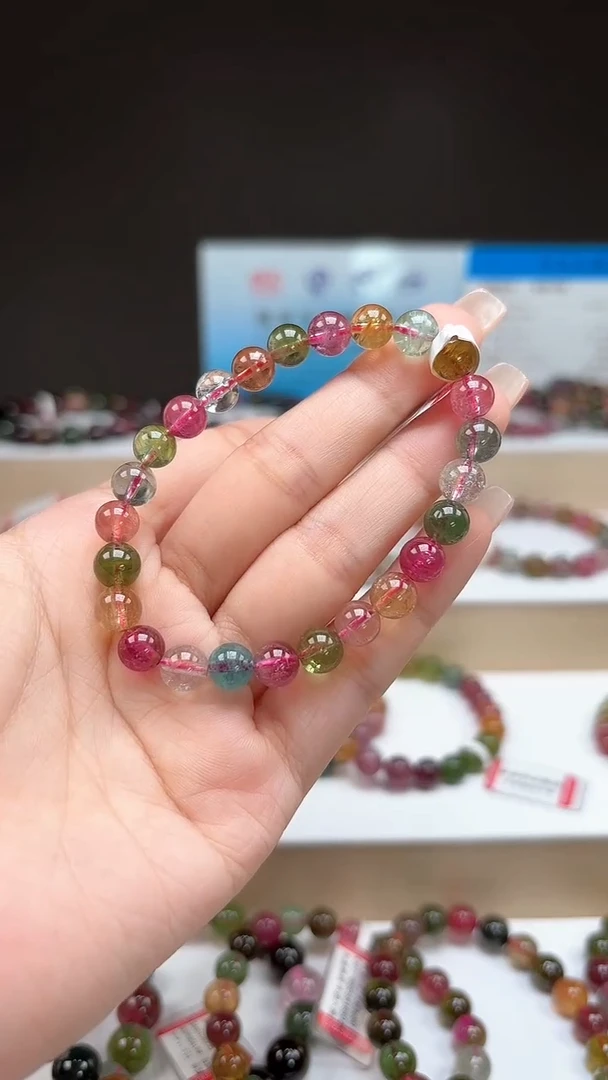 【闪购商品】碧玺手串未镶嵌6.8mm巴西老料玻璃体糖果色单圈手串