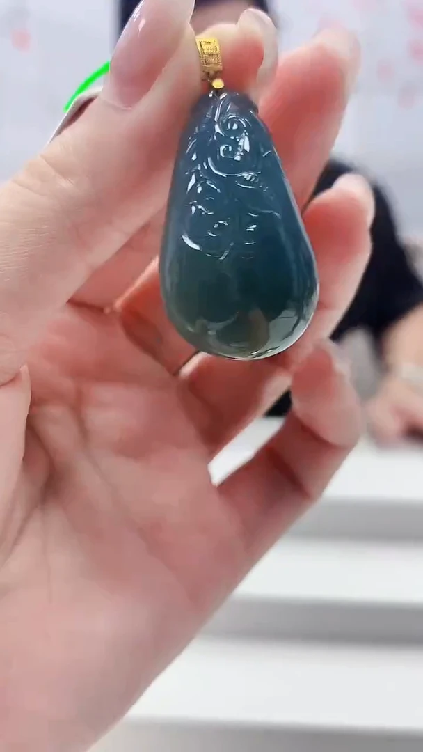 定制翡翠18K金镶嵌5124lr-毛货挂件94