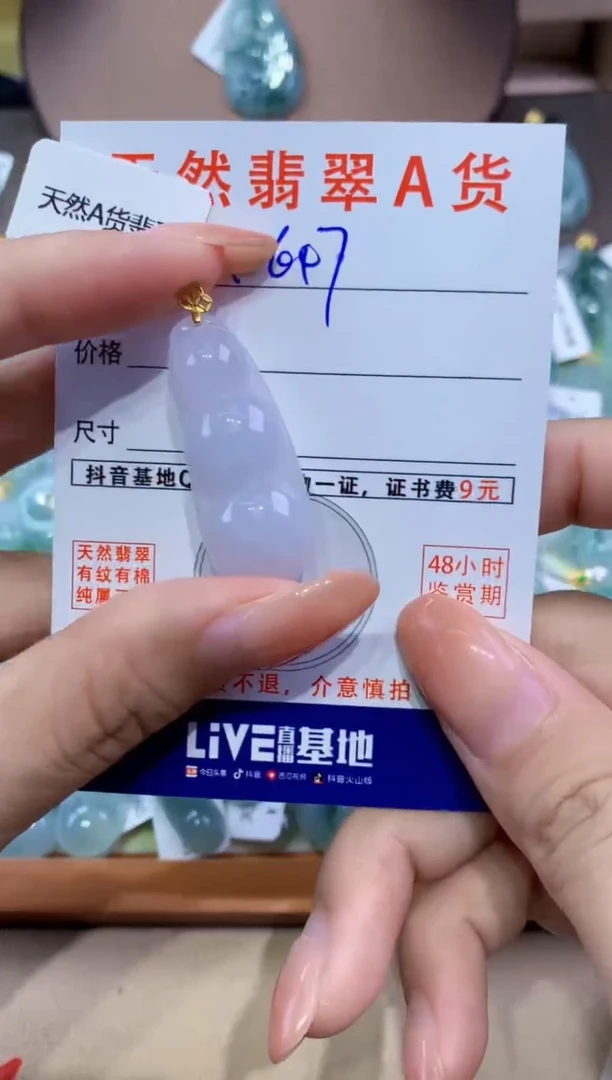 翡翠18K金镶嵌颈饰天然翡翠A货挂件