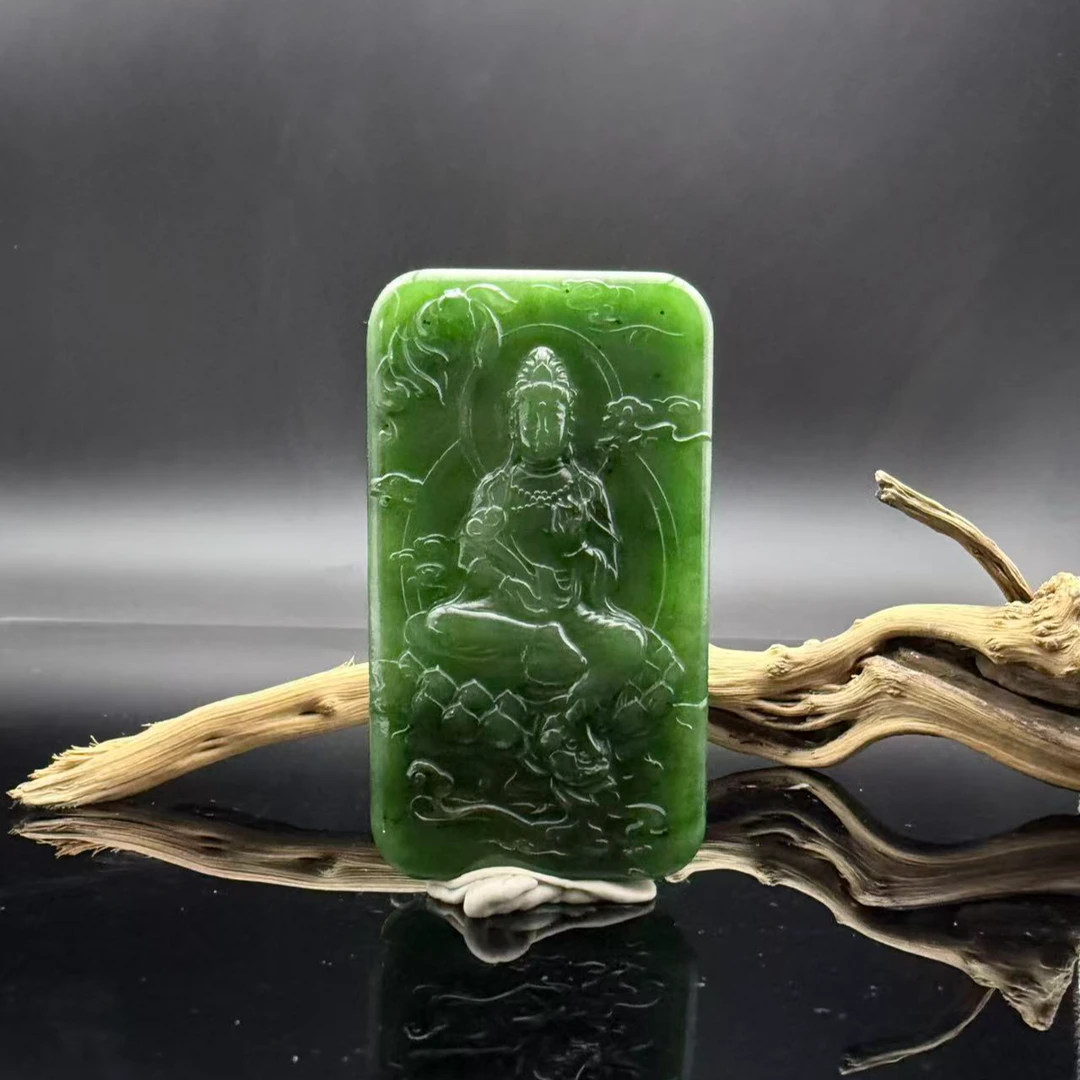 和田玉碧玉观音吊坠