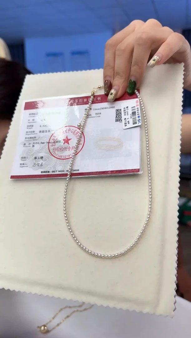 淡水珍珠未镶嵌颈饰2-3mm淡水无核小米珍珠项链