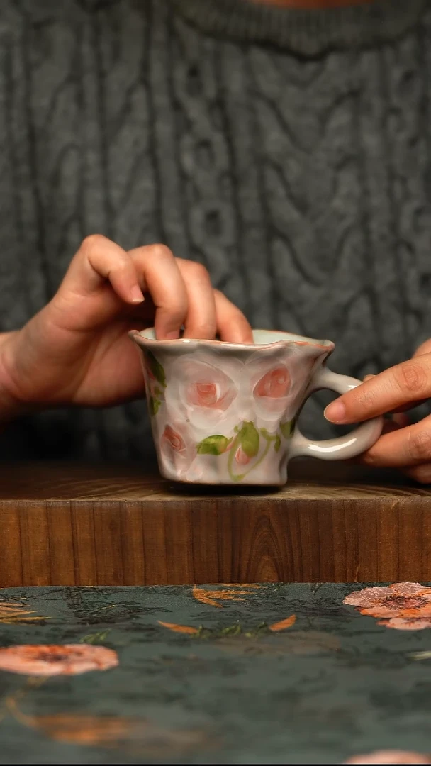 杯釉下彩手工手绘同款陶器