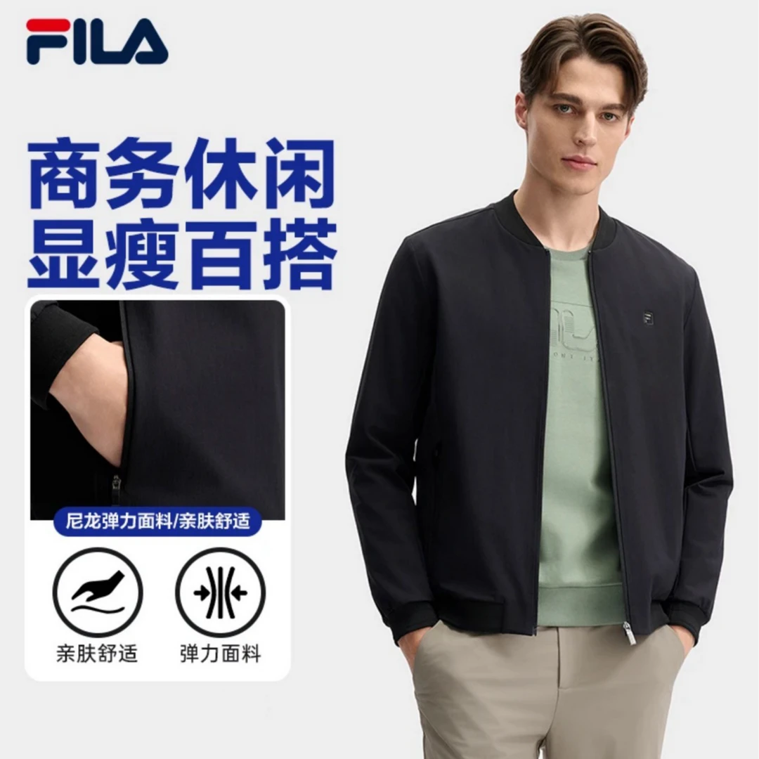 Fila/斐乐2025年新款外套男士简约百搭棒球衫长袖上衣F11M513703F