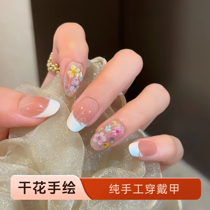 Rola nora 【春日宴】纯手工穿戴甲 春夏美甲 干花手绘法式显白气质