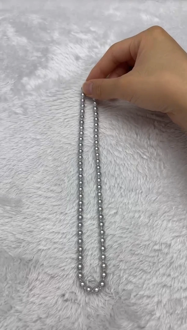 项链银S925镶嵌海水珍珠AK真多麻6-6.5mm