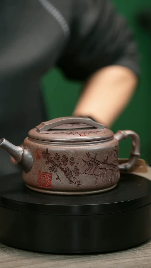茶壶紫砂买*兰H2417李小琴段泥梅竹双清竹碗