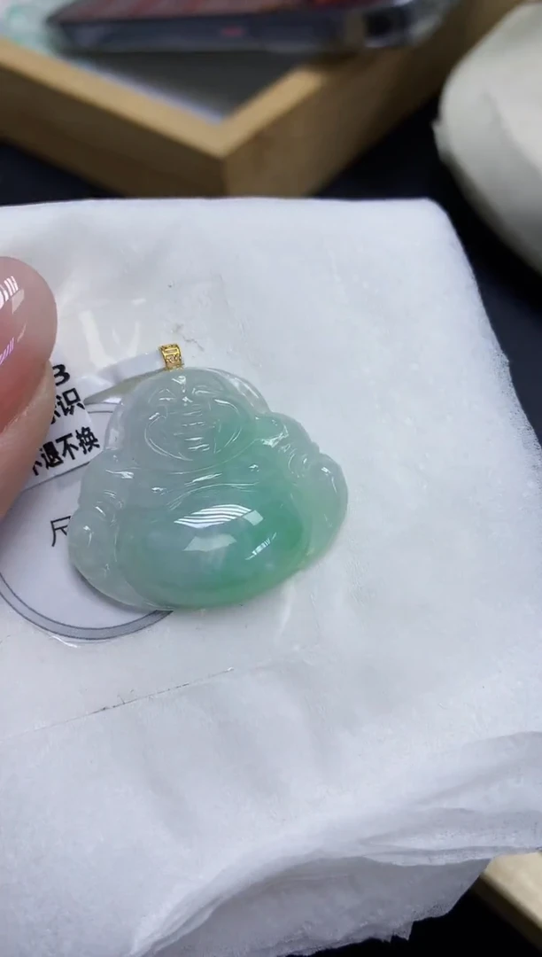 颈饰18K金镶嵌翡翠天然缅甸翡翠A货百元以上9元证书费自理