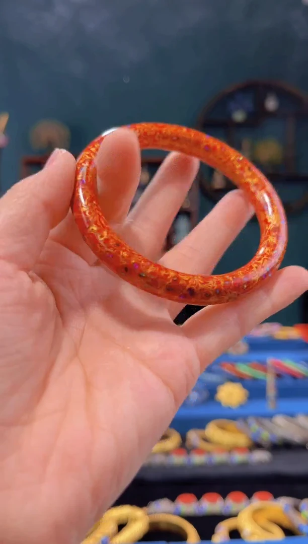 【闪购商品】犀皮漆手镯大红色圈口61