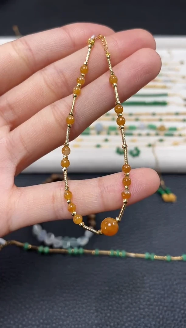 【闪购商品】翡翠套链18K金镶嵌一个  JK352