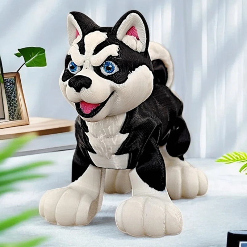 3D打印新品仿真哈士奇仿真玩具玩偶小狗公仔创意二哈狗狗动物儿童