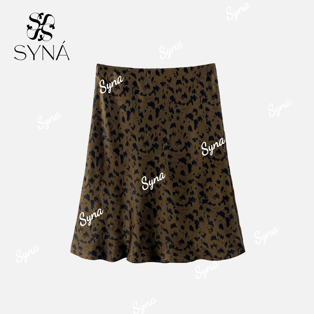 syna希娜 短豹纹裙 桑蚕丝小鱼尾半身裙