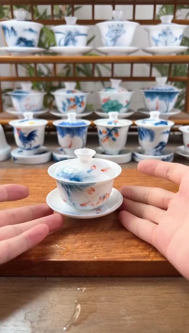 微瑕蓝莲80ml三才盖碗