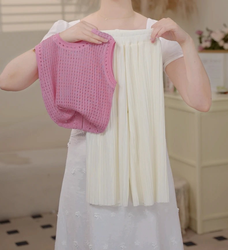 2025女童夏季韩版薄款冰凉镂空背心冰冰凉凉裤套装25527A