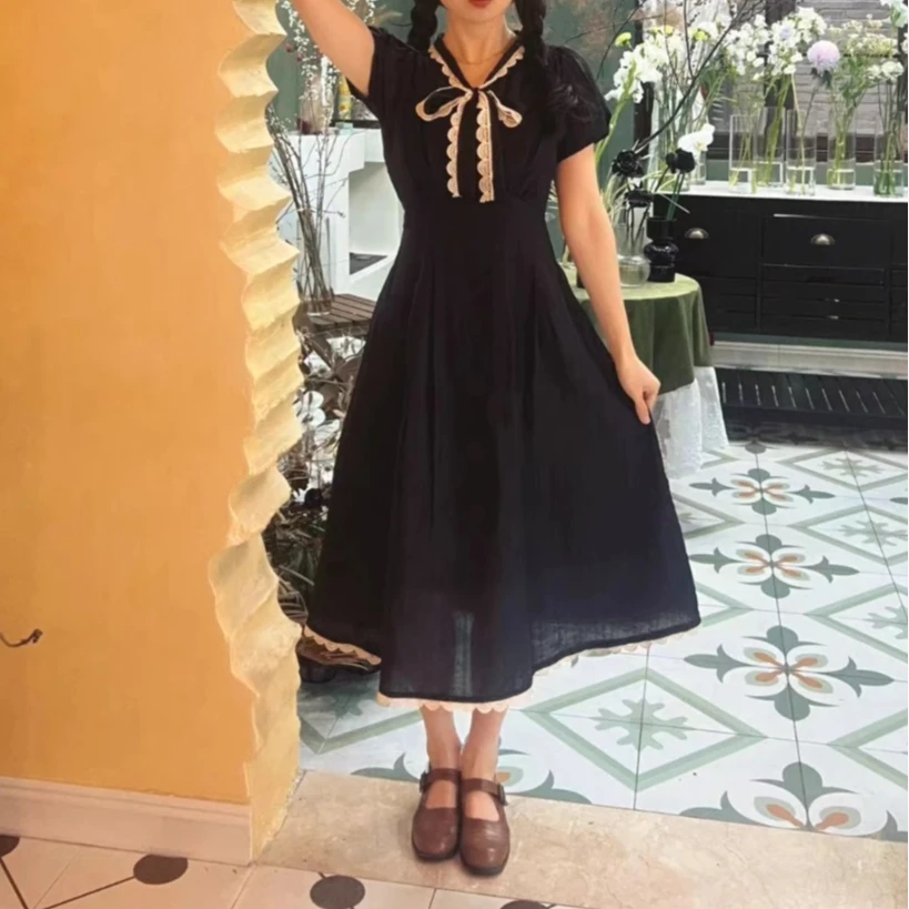 大码女装300斤胖MM时尚设计感短袖V领系带中长款连衣裙66898