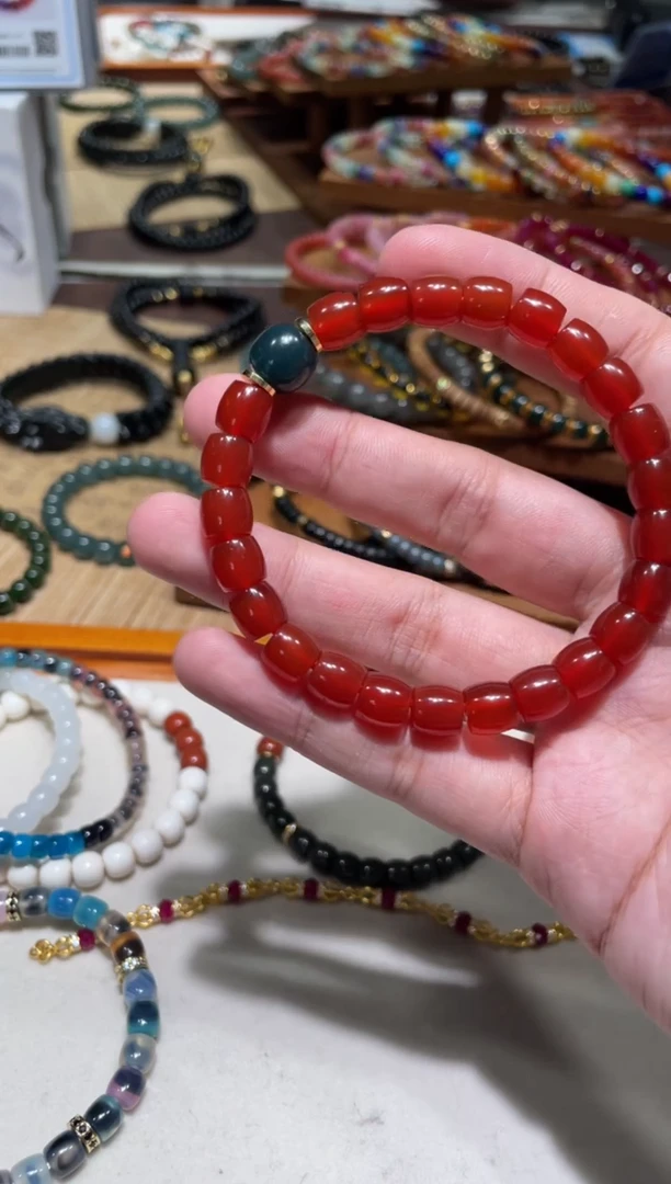 未镶嵌手串玛瑙/玉髓8mm直切红玛瑙手串设计款