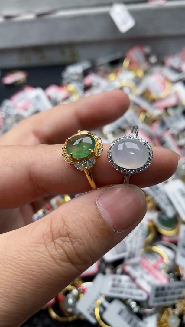 【闪购商品】翡翠戒指银S925镶嵌77777----5