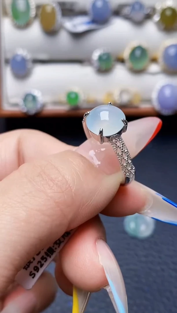 银S925镶嵌戒指翡翠305