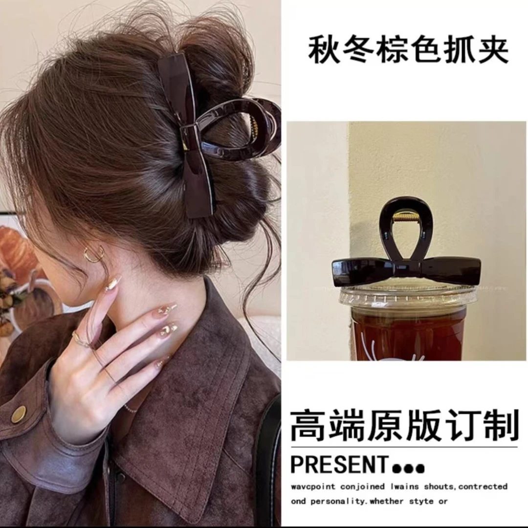 温饰雅简约质感领结抓夹时尚百搭气质后脑勺发夹头饰发饰