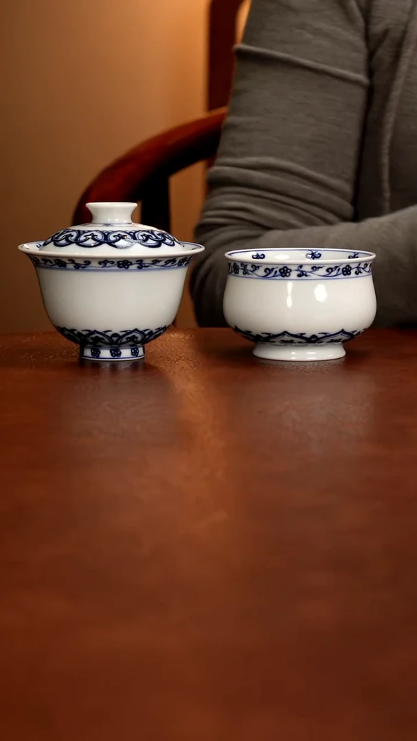 摆件陶景德镇瓷器，青花瓷手绘茶具~