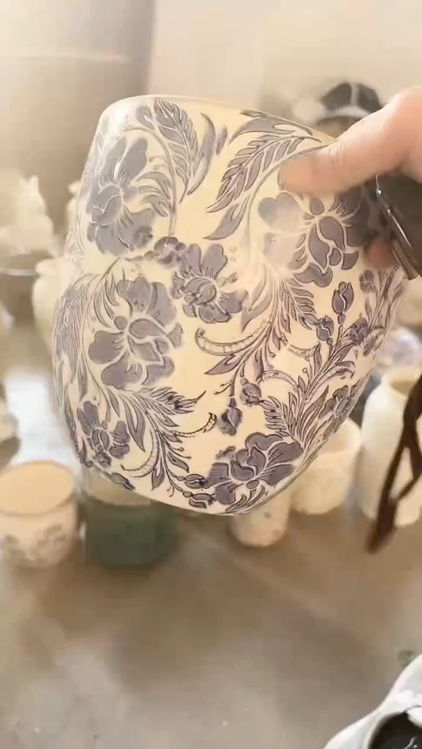 【闪购商品】陶瓷陶瓷花盆高19CM内口17CM