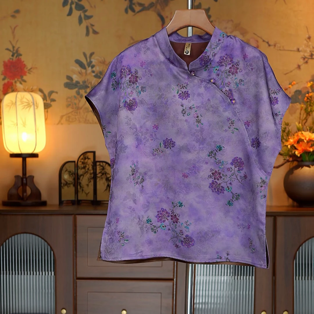 新中式夏季新款时尚设计风格风缠枝莲花轻奢百搭气质上衣小衫216