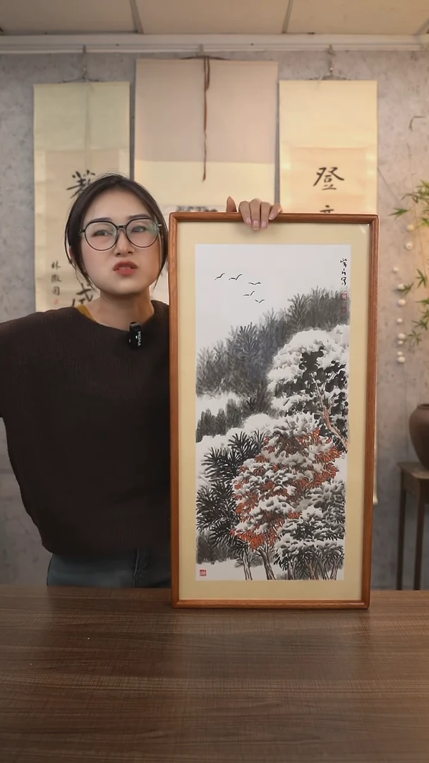 【闪购商品】国画柴老师《冰雪》带框66*33 hk