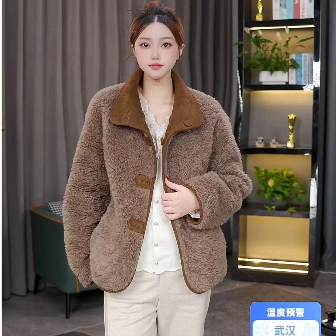 海宁气质保暖网红羊毛轻奢两面穿女外套 010秋冬时尚短款【YUEYUE】