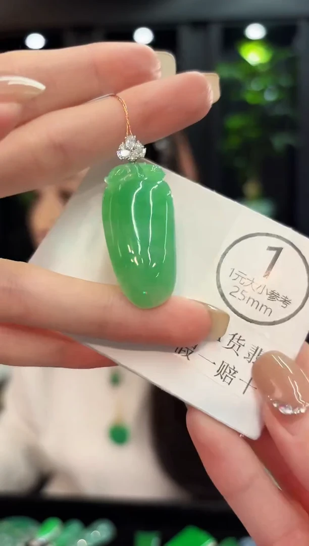 颈饰18K金镶嵌翡翠 缅料A货/支持复检/一件