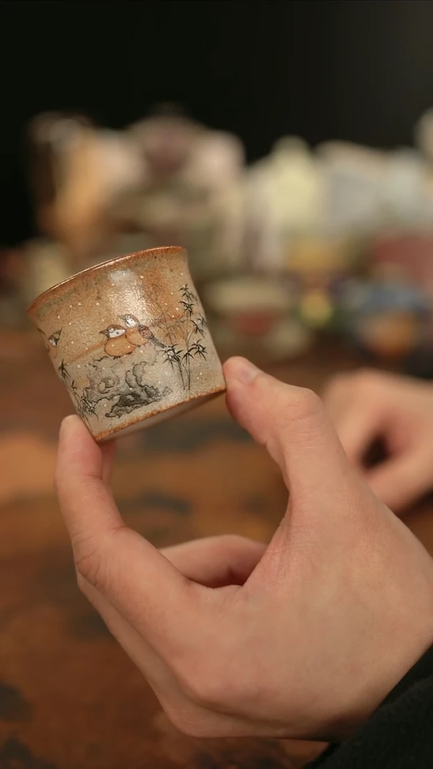 摩吉陶陶闪拍链接 柴烧竹节杯