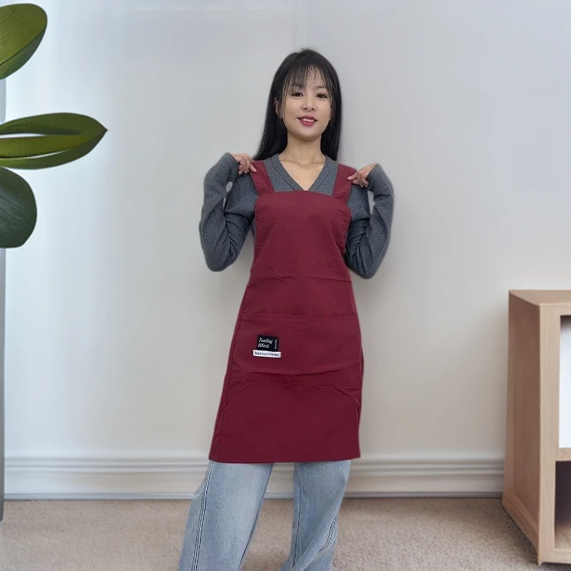 时尚简约交叉带防水防油污围裙家用厨房餐厅咖啡店男女厨卫用品