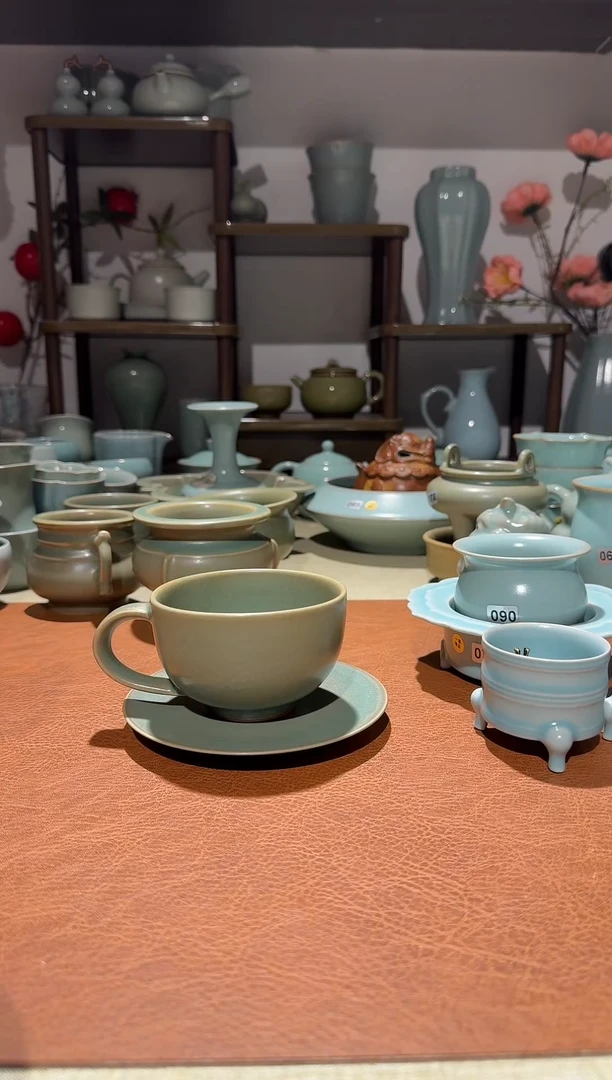 杯子瓷纯柴烧   同心杯 两件套 主人杯品茗杯点心盘咖啡杯 仿古釉