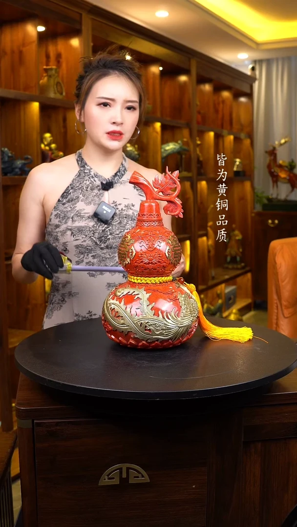 铜玄关博古架茶几书桌摆件【葫芦】