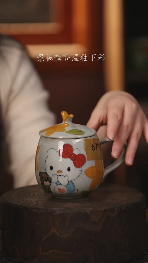 陶瓷景德镇高温釉下手绘陶瓷@L679@