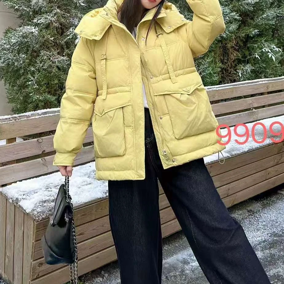 9909韩版时尚宽松百搭中长款加厚保暖外套