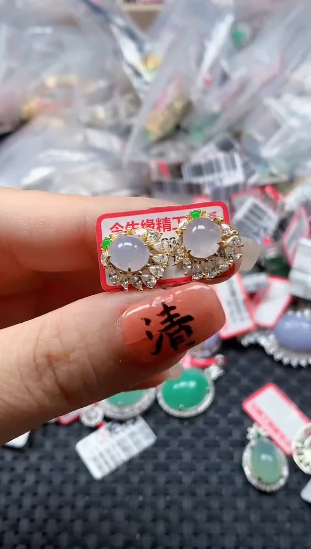 银S925镶嵌戒指翡翠天然A货缅甸翡翠