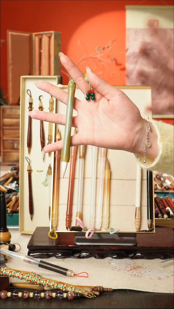 13号闪孤品高货毛笔链接 清水试笔 蘸墨不退