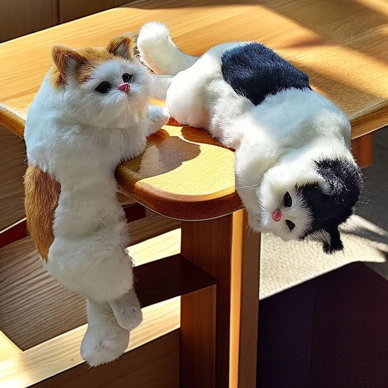 创意可爱趴趴挂猫客厅装饰摆件仿真猫咪玩偶学生宿舍卧室毛绒动物