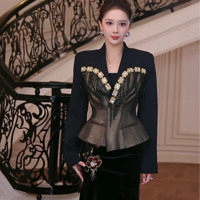 【芙娜妮】2025秋冬气质刺绣休闲风复古时尚女装长袖外套F2531327A