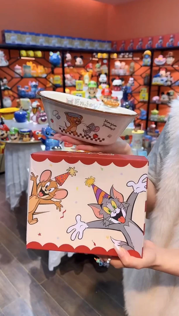 瓷片@@猫和老鼠900ml陶瓷长方汤碗