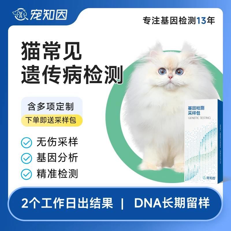 宠知因猫常见遗传病基因检测套餐宠物猫三项心肾肥厚型心肌病