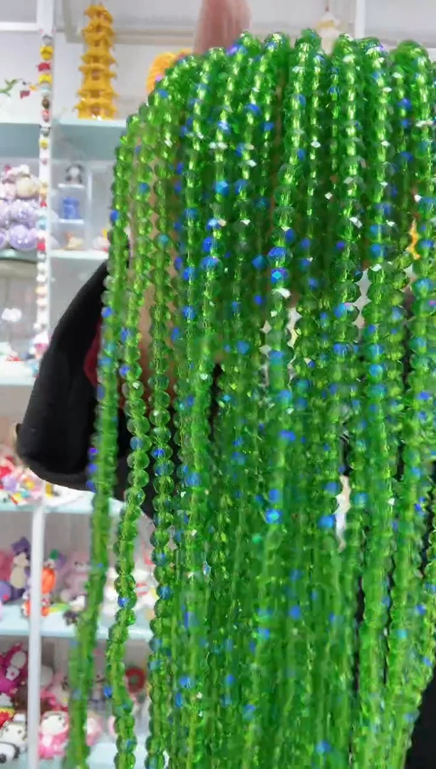 玻璃02088卡6水晶扁10条微光彩草绿