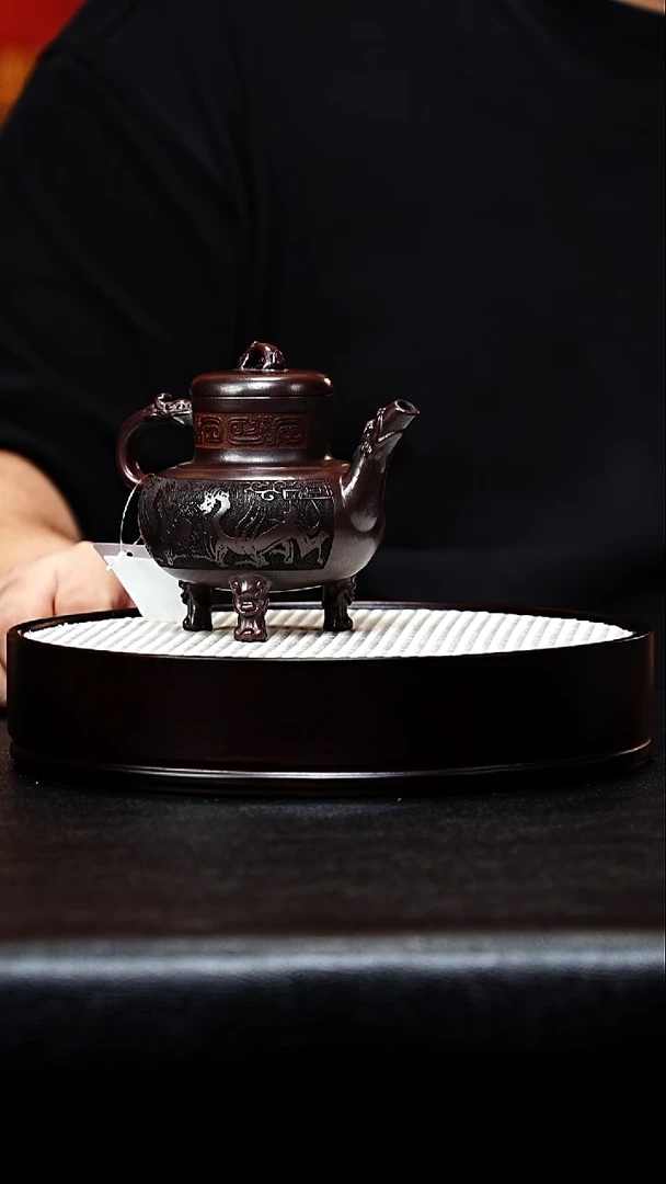 茶杯紫砂宜兴紫砂 三足龙