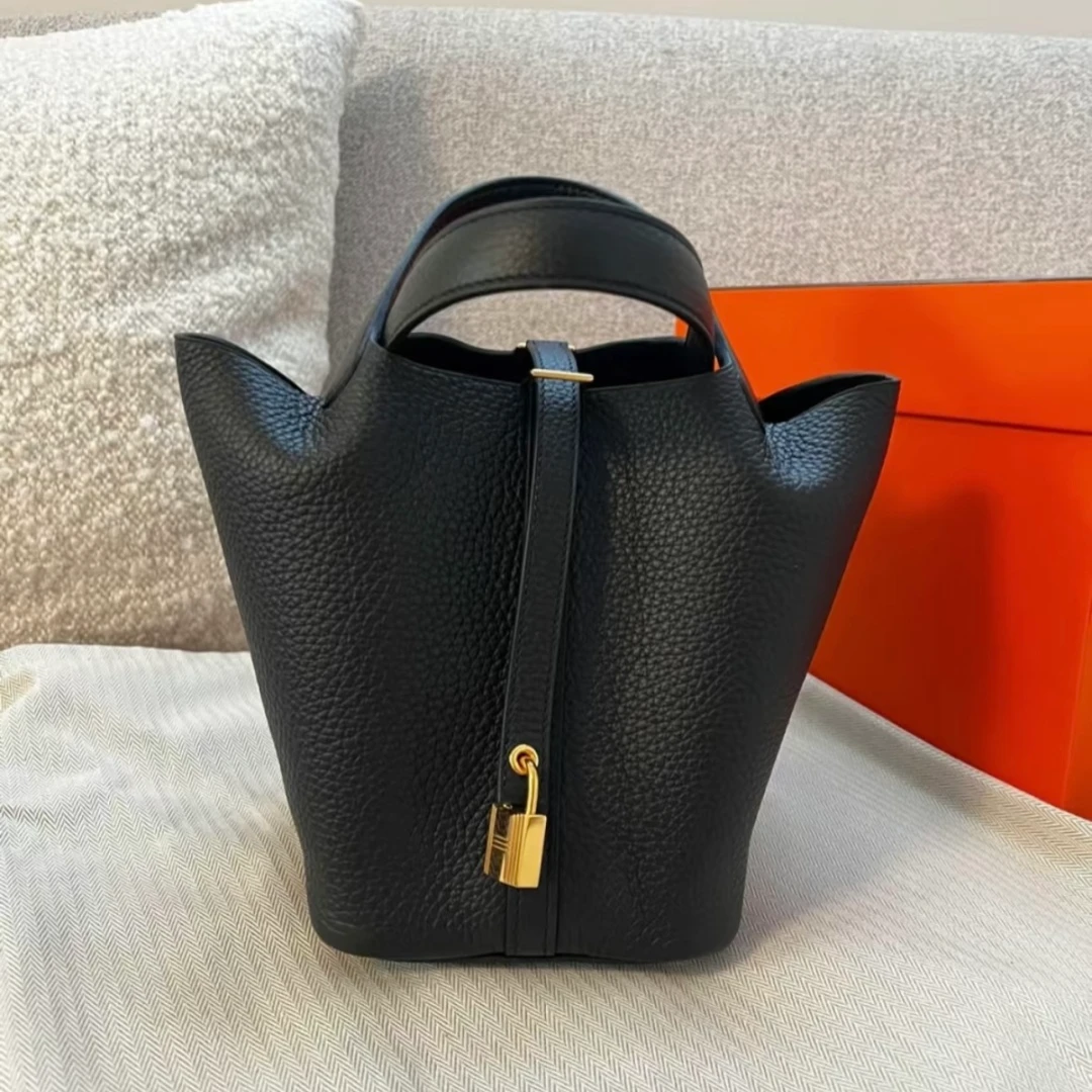 99新 Hermes/爱马仕 蔚蓝/黑金菜篮子 18 B刻
