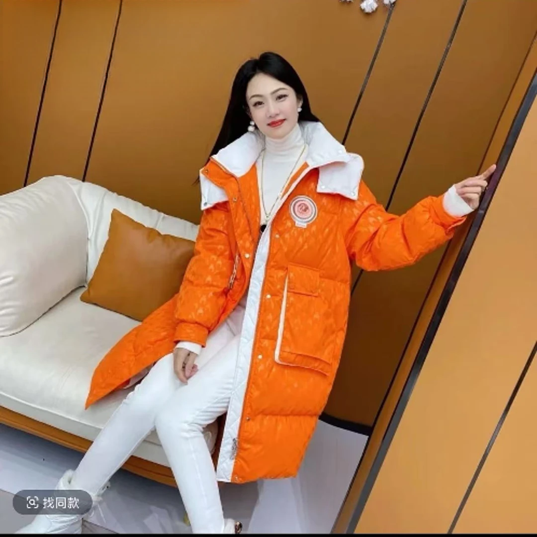 129时尚精品流行网红高端定制鹅绒长款帽子大口袋设计