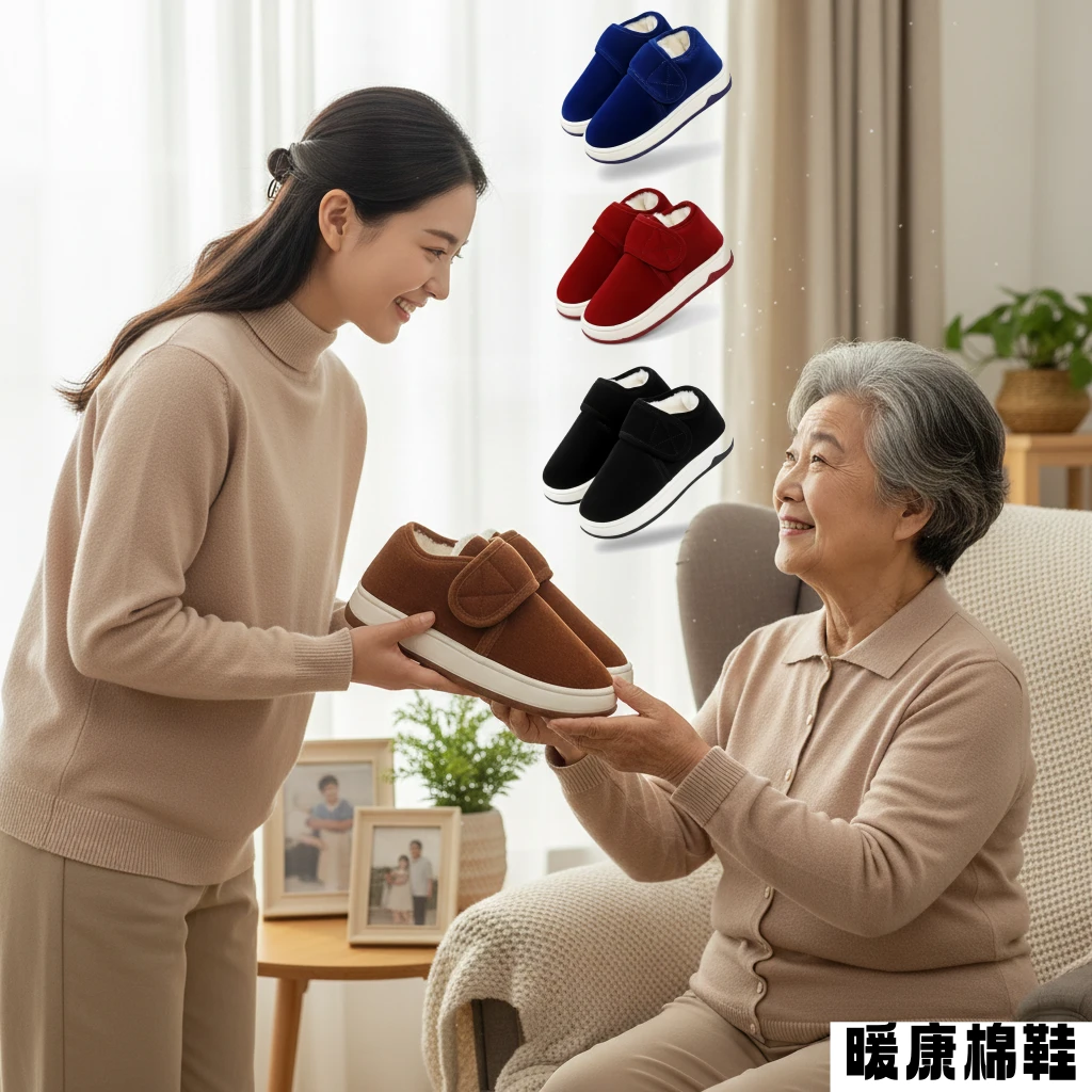 冬季老人棉拖鞋防滑保暖手工棉鞋男款女款包跟可户外