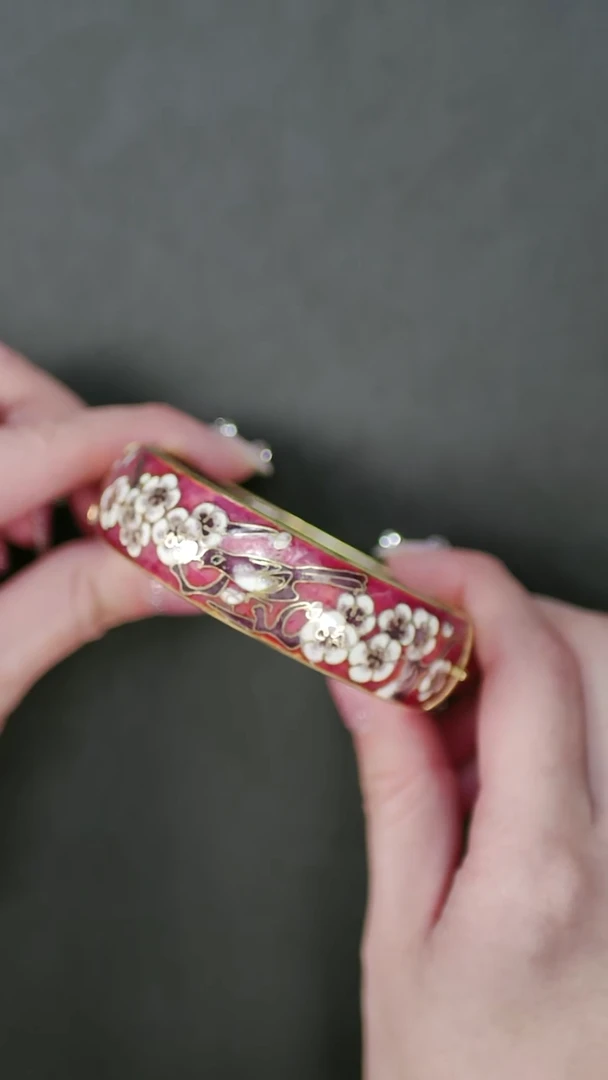 景泰蓝喜上眉梢开口镯 58-65 红色