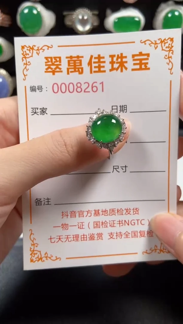 银S925镶嵌戒指翡翠8261