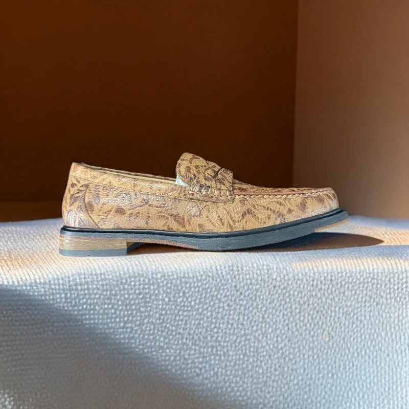 水染皮固特异韩式素面休闲皮鞋纯手工单鞋马衔扣编织